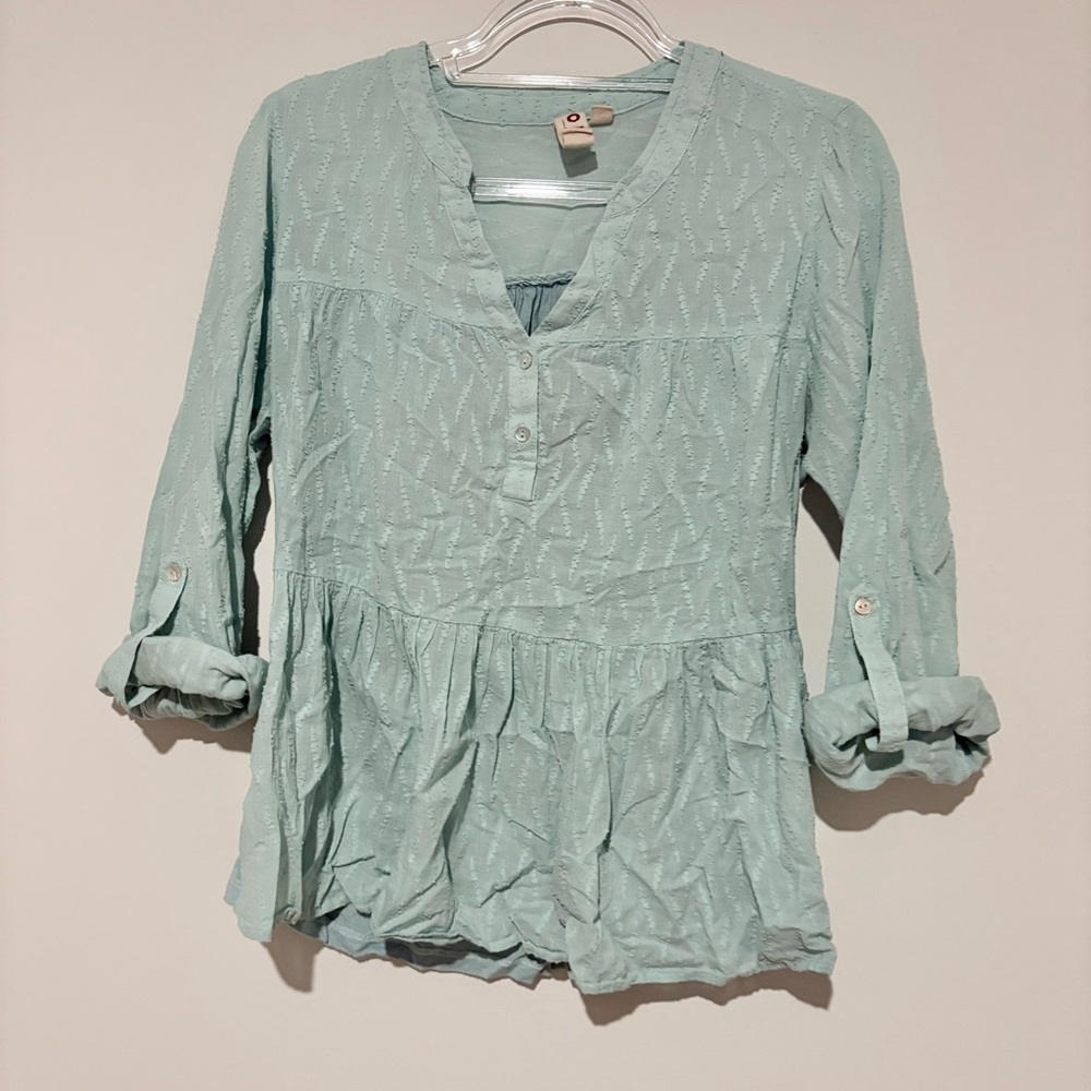 Anthropologie Dolan Left coast Monty Baby Doll Peasant Top Light Blue large‎